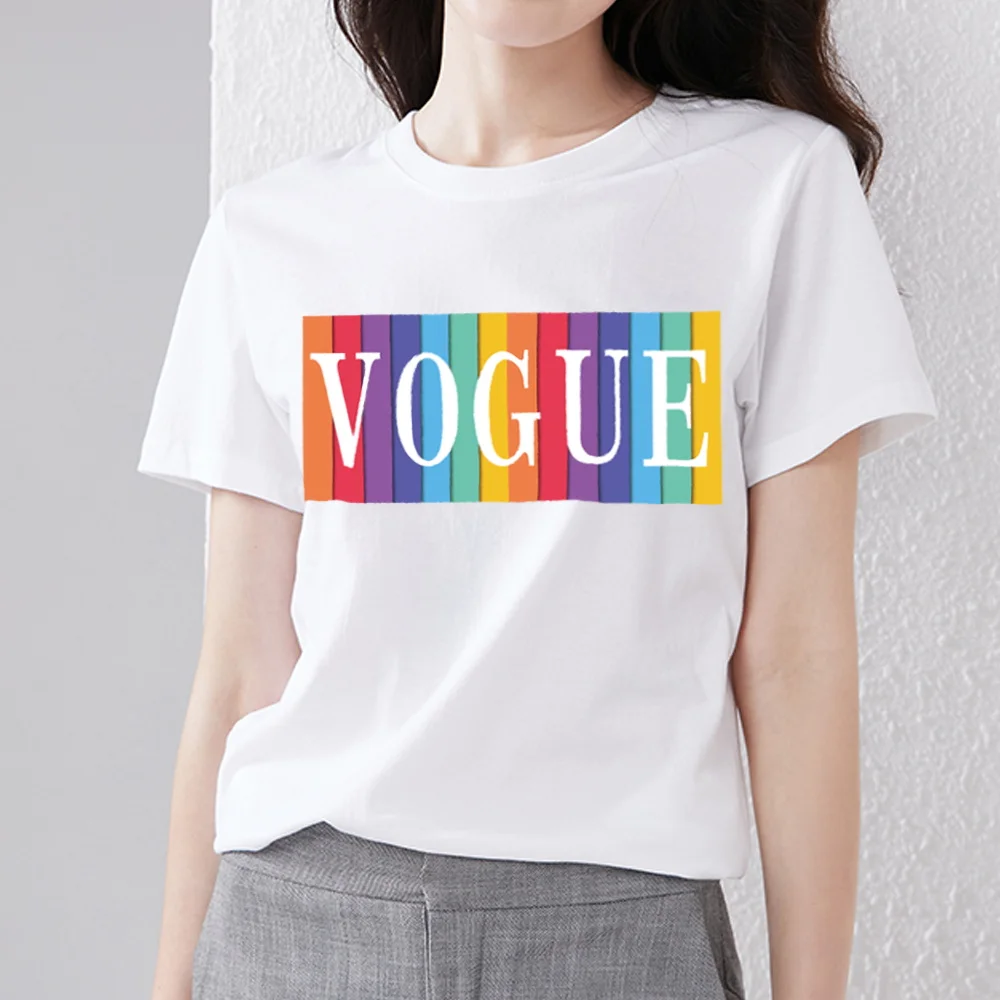 New Woman Summer Commuter Simple Slim White T-shirt Rainbow Color Fashion Pattern T-shirt Casual Soft Youthful Ladies O-neck Top
New Woman Summer Commuter Simple Slim White T-shirt Rainbow Color Fashion Pattern T-shirt Casual Soft Youthful Ladies O-neck Top