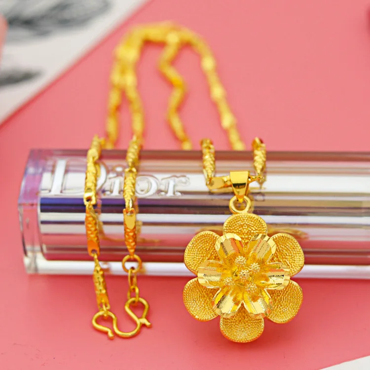 Flowers Rose Shaped 24k Yellow Gold Pendant Necklace for Women Bride Clavicle Chain Gold Necklace Valentine's Day Jewelry Gifts
Flowers Rose Shaped 24k Yellow Gold Pendant Necklace for Women Bride Clavicle Chain Gold Necklace Valentine's Day Jewelry Gifts