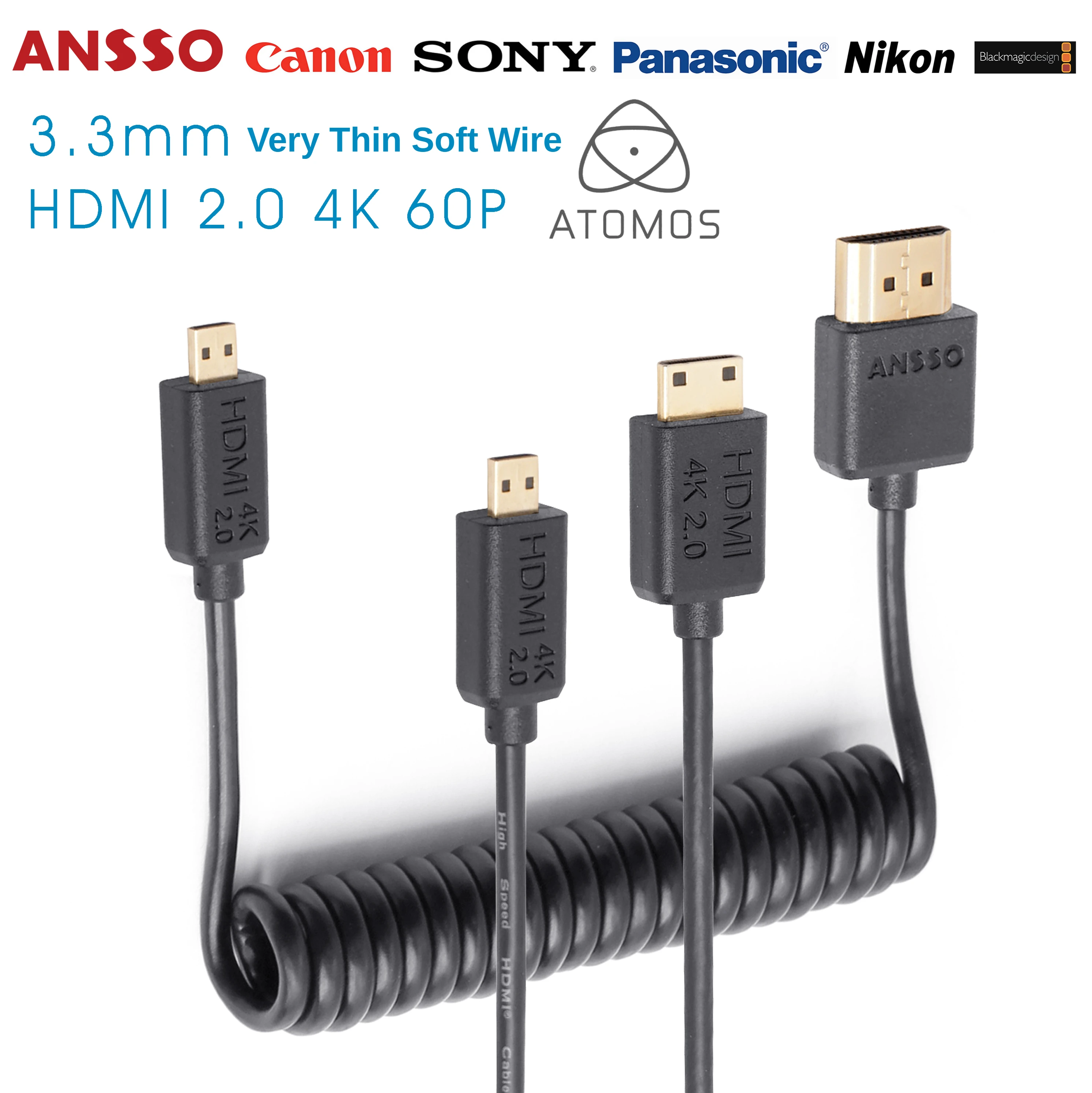 Пружинный Провод D & W Ansso HDMI 2,0 4K 60P 18 Гбит/с HDR 3,3 мм очень тонкий гибкий провод 20 см 45 см Atomos SHOGUN 7 SHOGUN Инферно 
Пружинный Провод D & W Ansso HDMI 2,0 4K 60P 18 Гбит/с HDR 3,3 мм очень тонкий гибкий провод 20 см 45 см Atomos SHOGUN 7 SHOGUN Инферно