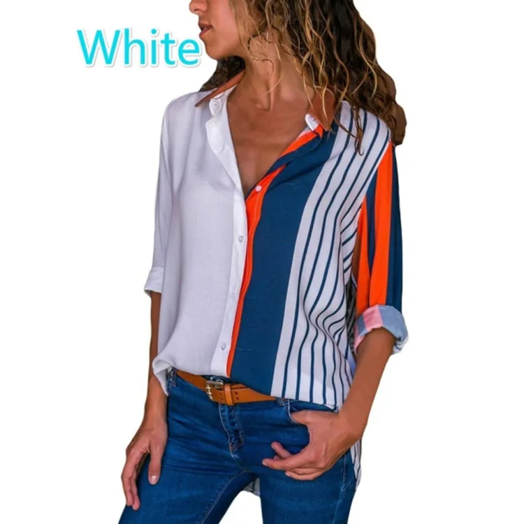 Women's Shirt Summer V-neck Long Sleeve Turn-down Collar Casual Striped Shirt for Women Sp459
Women's Shirt Summer V-neck Long Sleeve Turn-down Collar Casual Striped Shirt for Women Sp459