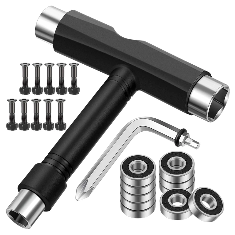 22Pcs Multifunctional Skate Tools Portable Skate Accessories T Type Skate Tool,Skate Bearing,Skateboard Hardware Bolts
22Pcs Multifunctional Skate Tools Portable Skate Accessories T Type Skate Tool,Skate Bearing,Skateboard Hardware Bolts