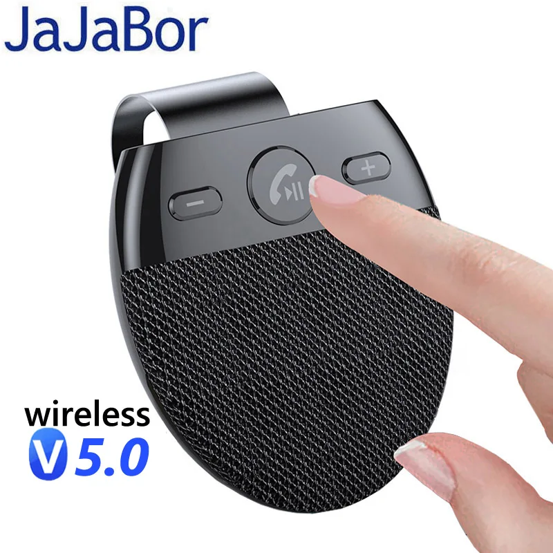 

JaJaBor Bluetooth 5.0 Handsfree Carkit Sun Visor Clip Wireless Audio Receiver Speakerphone Loud Speaker Stereo Sound MP3 Player