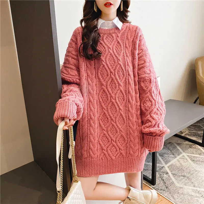 Large size sweater women's mid-length autumn and winter new Korean loose hedging twist student lazy style outer wear sweater
Large size sweater women's mid-length autumn and winter new Korean loose hedging twist student lazy style outer wear sweater