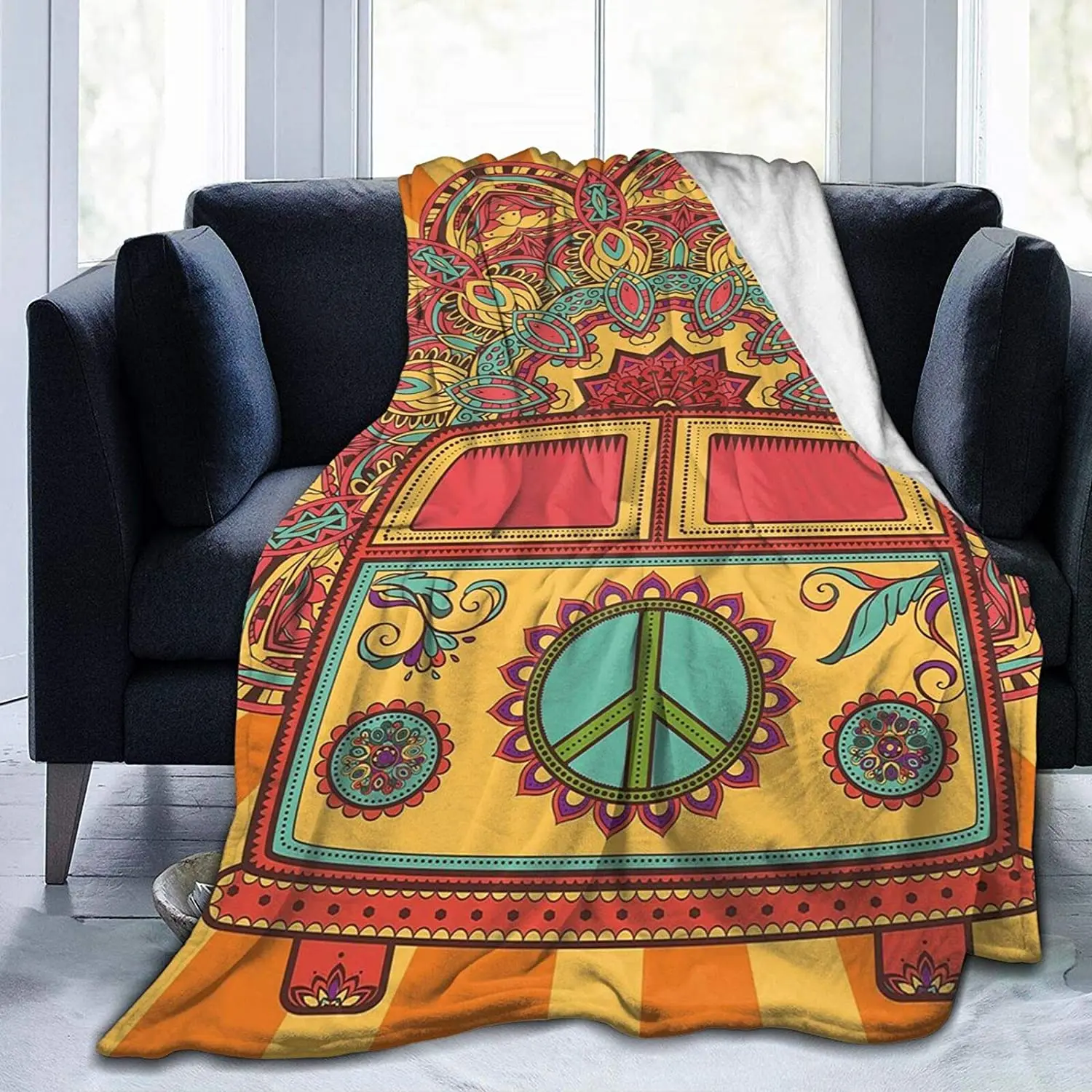 Throw Blanket Hippie Vintage Mini Van Peace Sign Soft Cozy Fleece Bed Blanket fit Office Home Couch Sofa for All Season 50"x40"
Throw Blanket Hippie Vintage Mini Van Peace Sign Soft Cozy Fleece Bed Blanket fit Office Home Couch Sofa for All Season 50"x40"