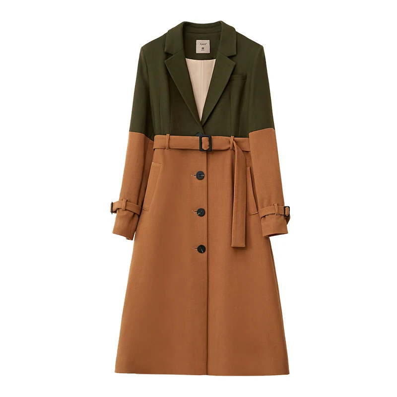 AMII Minimalism Women Winter Spliced Woolen Coat Fashion Causal Lapel Single-breasted Belt Female Woolen Coat 12077492
AMII Minimalism Women Winter Spliced Woolen Coat Fashion Causal Lapel Single-breasted Belt Female Woolen Coat 12077492