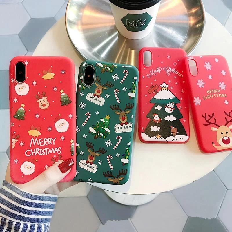 Рождественский чехол для iPhone 11 Pro Max x xs xr 6 6s 7 8 Plus SE 2020 Мягкий ТПУ силиконовый олень