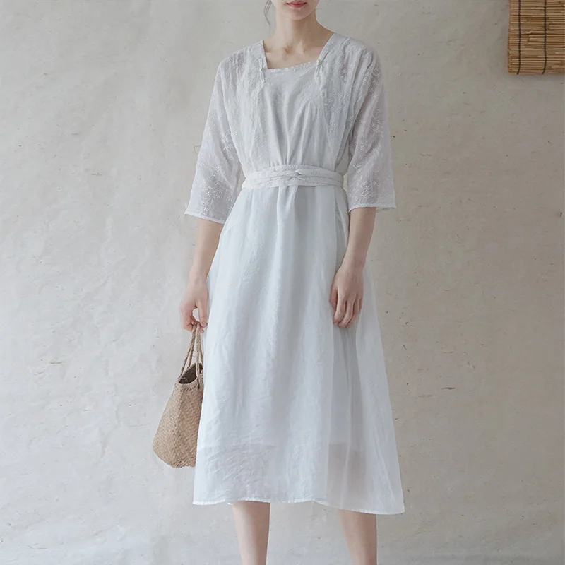 SCUWLINEN Retro French Style Women Dress 2021 Vintage Square Collar Embroidery Patchwork Long Cotton Dress P366
SCUWLINEN Retro French Style Women Dress 2021 Vintage Square Collar Embroidery Patchwork Long Cotton Dress P366