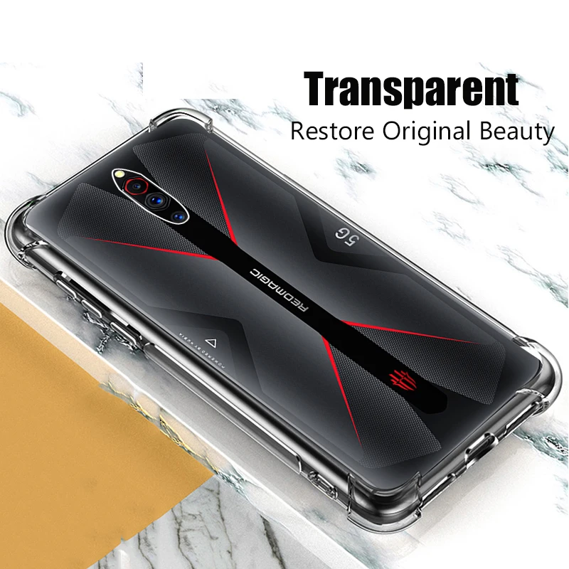 Прозрачный мягкий чехол для ZTE Nubia Red Magic 5G защита с четырьмя углами подушка
