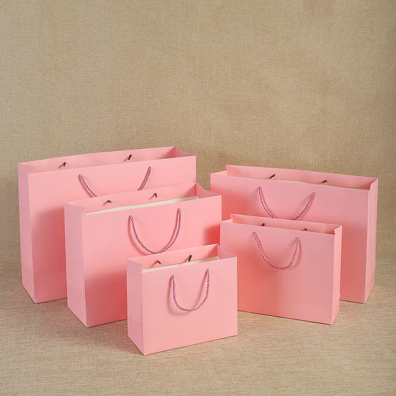 Симпатичная розовая Подарочная сумка из крафт бумаги миниатюрная для дня