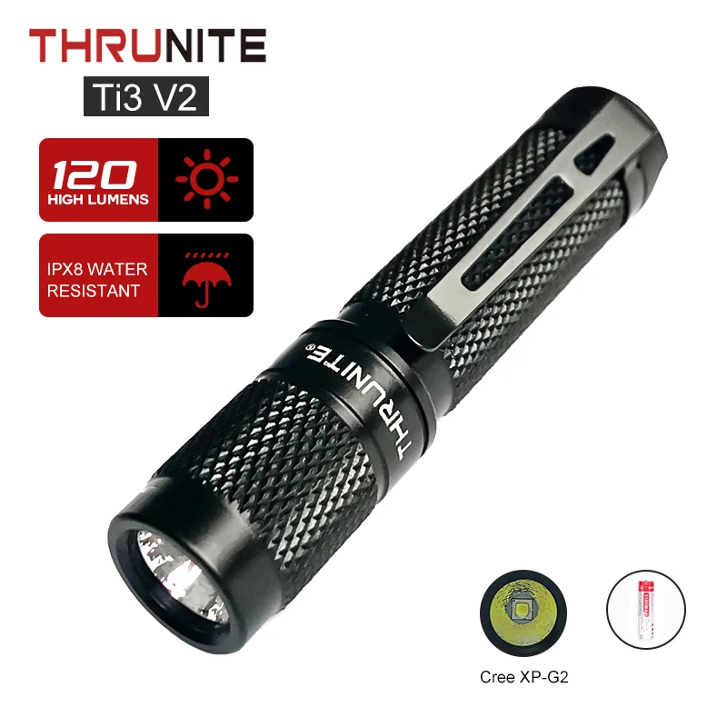 

ThruNite Ti3 V2 Keychain Flashlight Cree XP-G2 LED Mini Torch AAA Battery EDC Pocket Penlight Portable Emergency Light