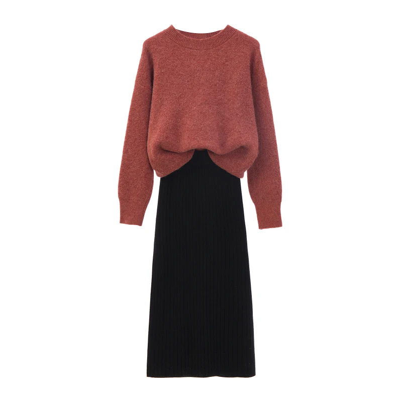 Korean Fashion Women Pullover Sweater Languid Lazy Style Pure Color Knit Sweater Loose Chic Joker Black Skirt Two-Piece Outfit
Korean Fashion Women Pullover Sweater Languid Lazy Style Pure Color Knit Sweater Loose Chic Joker Black Skirt Two-Piece Outfit