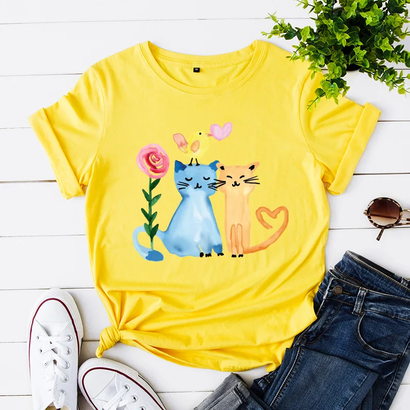 JCGO Summer Women T Shirt S-5XL Plus Size Cotton Lovely Cats Print Short Sleeve Lady Tees Tops Casual Loose O-Neck Female TShirt
JCGO Summer Women T Shirt S-5XL Plus Size Cotton Lovely Cats Print Short Sleeve Lady Tees Tops Casual Loose O-Neck Female TShirt