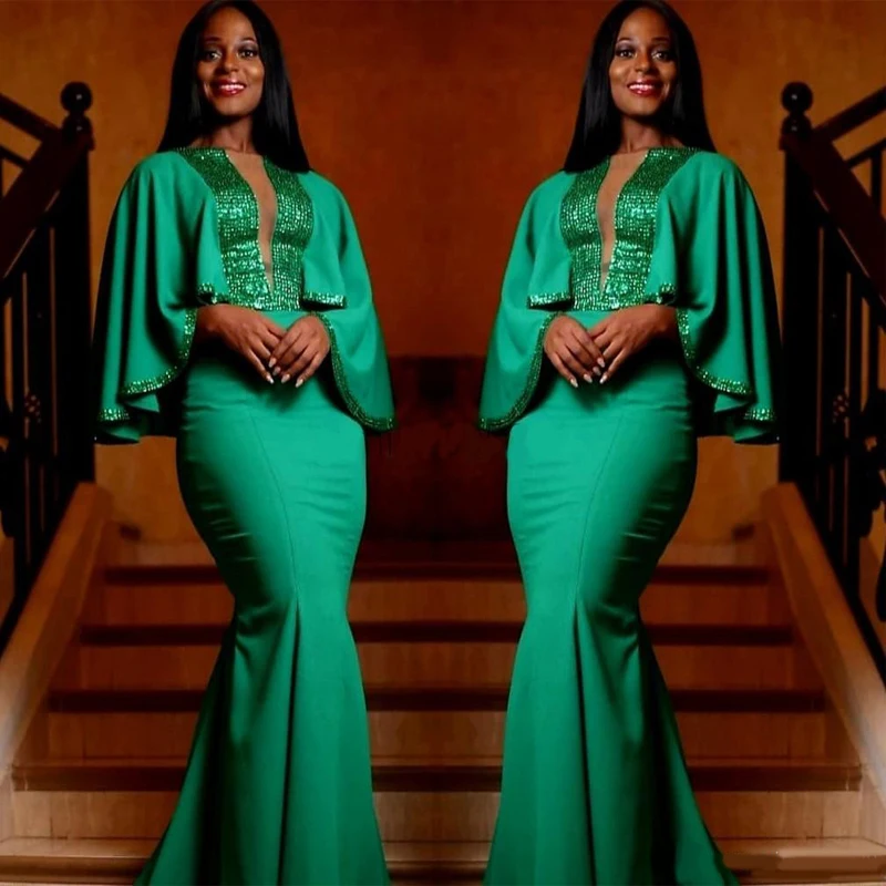 Женское вечернее платье со шлейфом Aso ebi, зеленое платье-Русалка для выпускного вечера, с рукавами летучая мышь и блестками, для особых случа...
Женское вечернее платье со шлейфом Aso ebi, зеленое платье-Русалка для выпускного вечера, с рукавами летучая мышь и блестками, для особых случа...