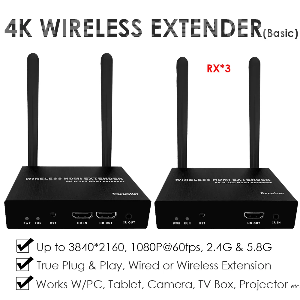 4K Базовый HDMI беспроводной удлинитель 1x передатчик 3x приемник W/HDMI петля до 200 м (65 футов) 2,4 ГГц 5,8 ГГц проводной беспроводной удлинитель
4K Базовый HDMI беспроводной удлинитель 1x передатчик 3x приемник W/HDMI петля до 200 м (65 футов) 2,4 ГГц 5,8 ГГц проводной беспроводной удлинитель