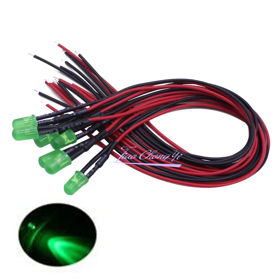 

New 50PCS/LOT DC12V/24V 5mm Pre-wired Diffused LED Light Emitting Diodes Red Green Blue white warm white 20cm Cable Pre-Wired