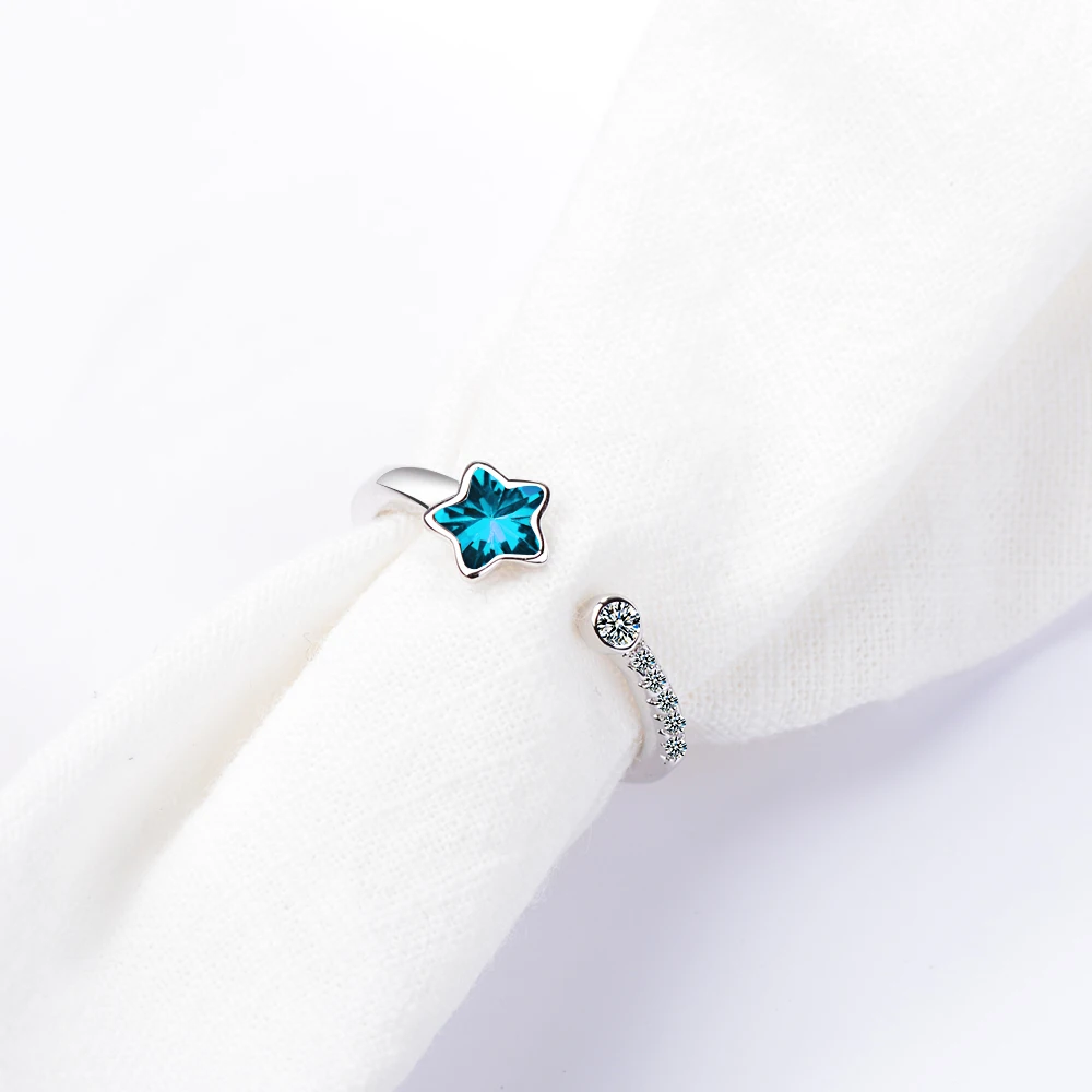 925 Sterling Silver New Woman Fashion Jewelry High Quality Blue Crystal Zircon Starfish Ring Opening Size Adjustable Ring 
925 Sterling Silver New Woman Fashion Jewelry High Quality Blue Crystal Zircon Starfish Ring Opening Size Adjustable Ring