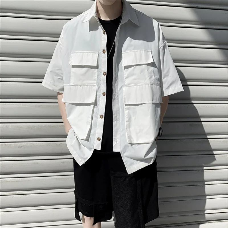 Big Pocket Work Shirt Summer Japanese Short Sleeve Shirt Trend Korean Clothes Mens Button Up Shirt Short Sleeve Black Shirt
Big Pocket Work Shirt Summer Japanese Short Sleeve Shirt Trend Korean Clothes Mens Button Up Shirt Short Sleeve Black Shirt