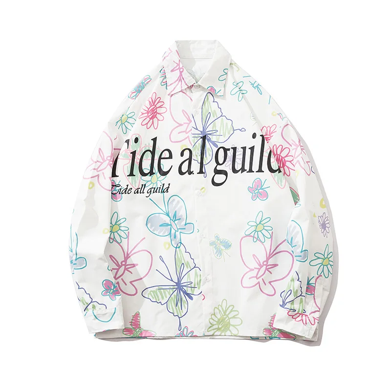 Boyfriends Long Sleeved Flower Shirt Korean Style Hip Hop Streetwear Men Women Fashion Loose Butterfly Print Shirts Couple Tops
Boyfriends Long Sleeved Flower Shirt Korean Style Hip Hop Streetwear Men Women Fashion Loose Butterfly Print Shirts Couple Tops