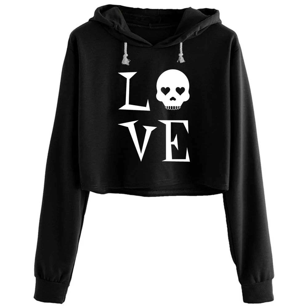 Укороченные худи с надписью Love Skull на Хэллоуин, Женский эстетический Kpop-пуловер в стиле эмо для девушек в Корейском стиле
Укороченные худи с надписью Love Skull на Хэллоуин, Женский эстетический Kpop-пуловер в стиле эмо для девушек в Корейском стиле