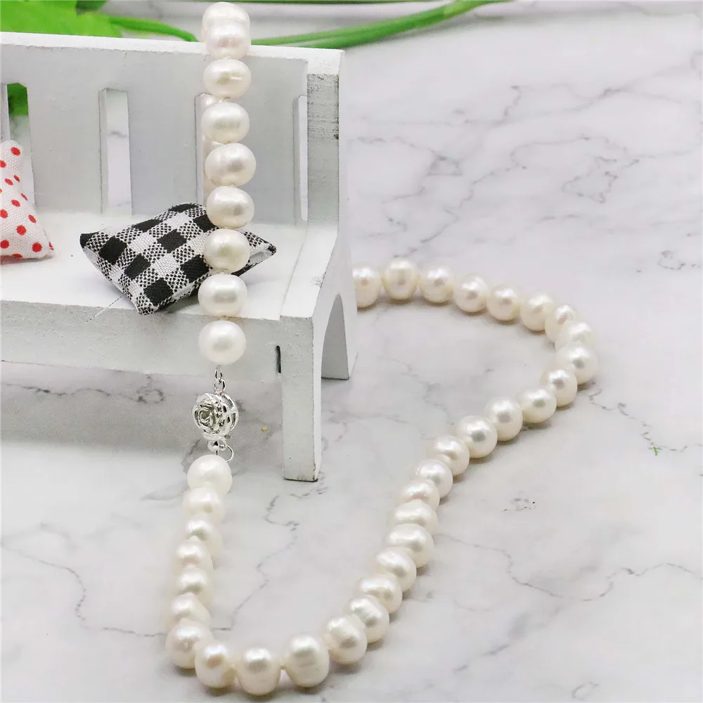 Очаровательно! 8 9 мм белый Akoya культивированный жемчуг Ожерелье Бусы модные