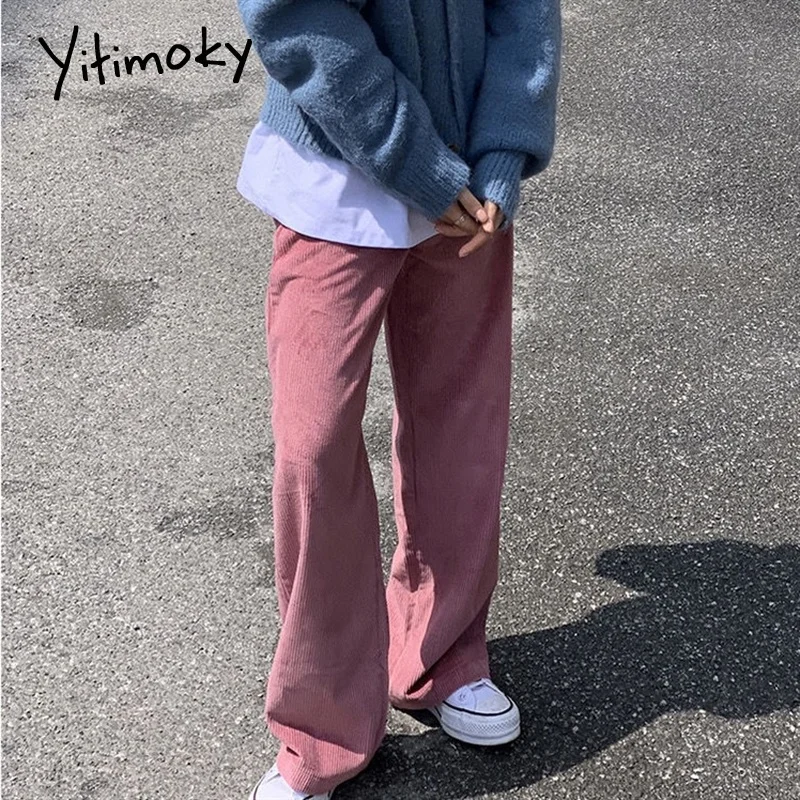 Женские вельветовые брюки Yitimoky уличная одежда корейские джоггеры спортивные с