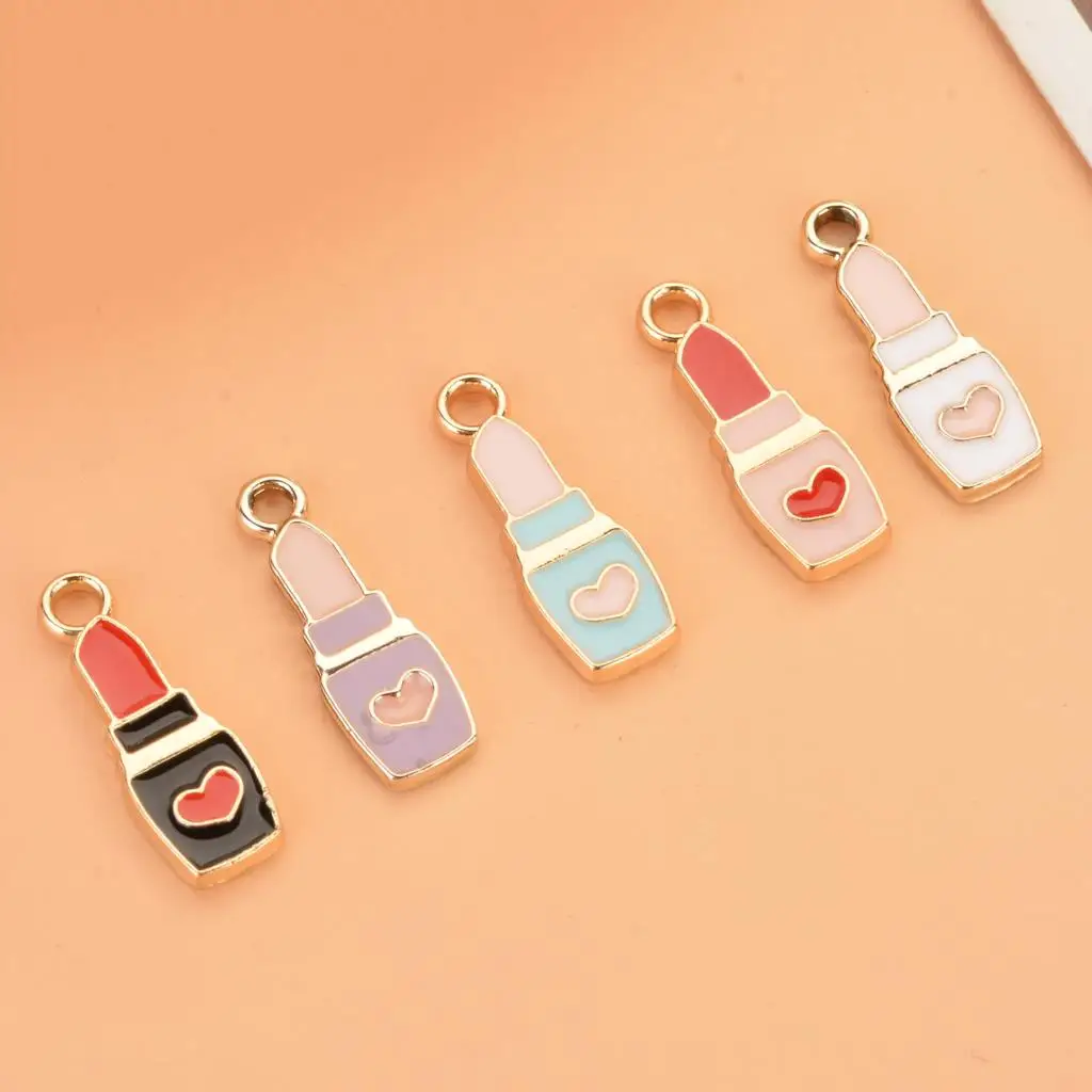 Fashion Women Makeup Charms Lipstick Gold Color Metal Multicolor Heart Enamel Pendant DIY Making Earrings Jewelry 20mmx7mm,10PCs
Fashion Women Makeup Charms Lipstick Gold Color Metal Multicolor Heart Enamel Pendant DIY Making Earrings Jewelry 20mmx7mm,10PCs