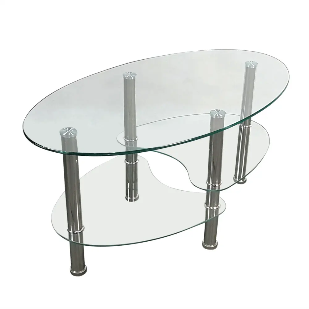 

Dual Fishtail Style Tempered Glass Coffee Table Side table End Table Transparent (90 x 50 x 45)cm