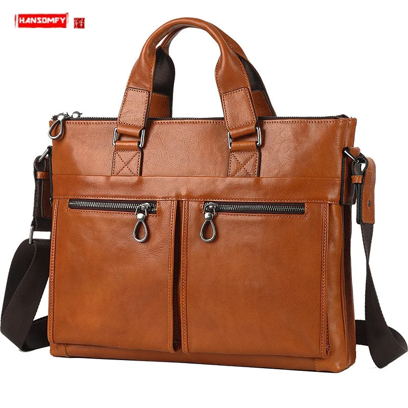 Luxury Genuine Leather 14" Men's Handbags Male Large Shoulder Messenger Bag Men Business Briefcase Document Laptop Bag Schoolbag
Luxury Genuine Leather 14" Men's Handbags Male Large Shoulder Messenger Bag Men Business Briefcase Document Laptop Bag Schoolbag