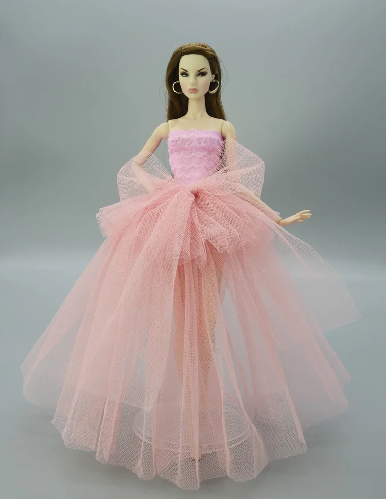 

11,5 "розовое платье принцессы для куклы Барби, одежда, кружевное многослойное свадебное платье, аксессуары для кукол 1/6 BJD, игрушки, подарок дл...