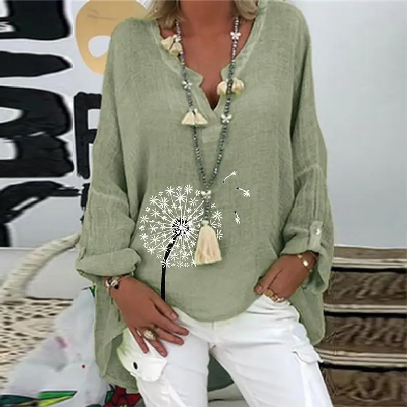 5XL Casual Women V Neck Linen Cotton Blouse Shirt Elegant Daisy Print Female Tops Spring Autumn Long Sleeve Loose Blusa Pullover
5XL Casual Women V Neck Linen Cotton Blouse Shirt Elegant Daisy Print Female Tops Spring Autumn Long Sleeve Loose Blusa Pullover