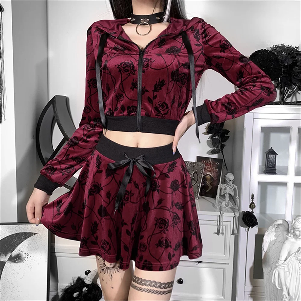 Y2k Casual Rose Print Skirt Set Women E Girl Cropped Hoodies Suit Punk Style Mini Skirts Grunge Crop Tops 2pcs Streetwear Sets
Y2k Casual Rose Print Skirt Set Women E Girl Cropped Hoodies Suit Punk Style Mini Skirts Grunge Crop Tops 2pcs Streetwear Sets