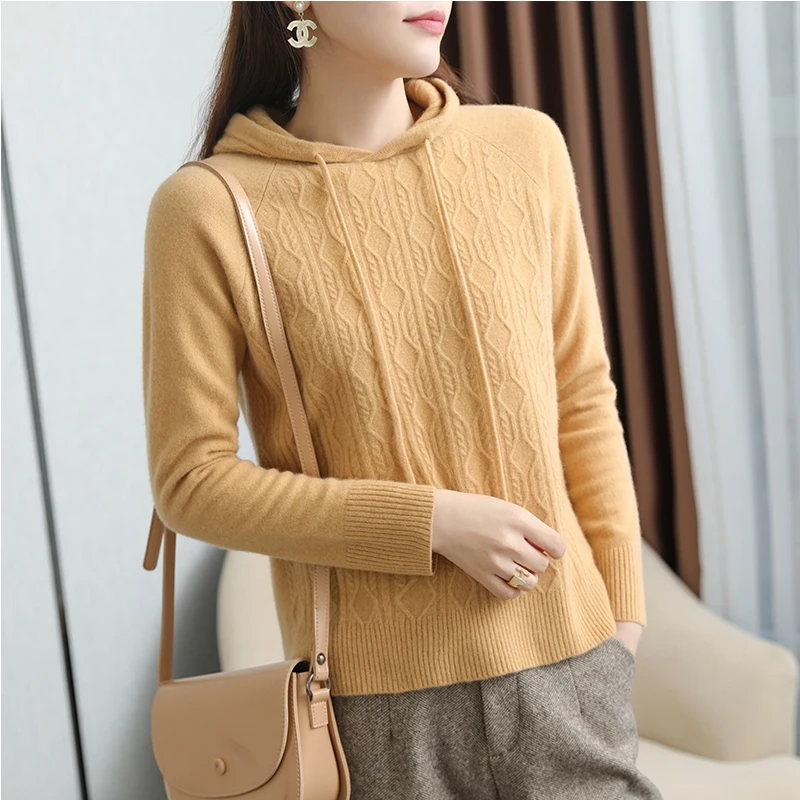 2021 Autumn Winter Women Hoodie Sweaters 100% Pure Wool Knitted Jumpers Twisted Cashmere Pullovers Tops
2021 Autumn Winter Women Hoodie Sweaters 100% Pure Wool Knitted Jumpers Twisted Cashmere Pullovers Tops