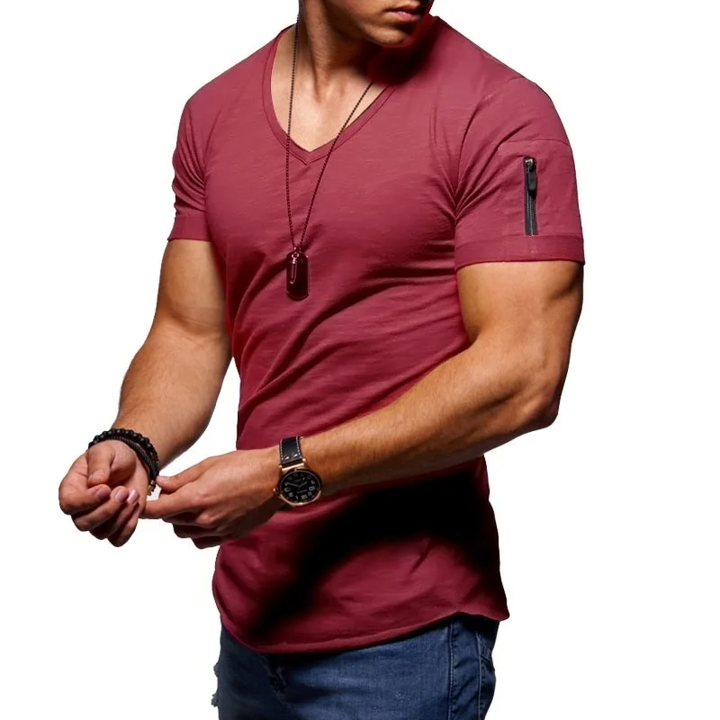 2021 New Men's V-neck T-shirt Fitness Bodybuilding T-shirt High Street Summer Short-Sleeved Zipper Casual Cotton Top
2021 New Men's V-neck T-shirt Fitness Bodybuilding T-shirt High Street Summer Short-Sleeved Zipper Casual Cotton Top