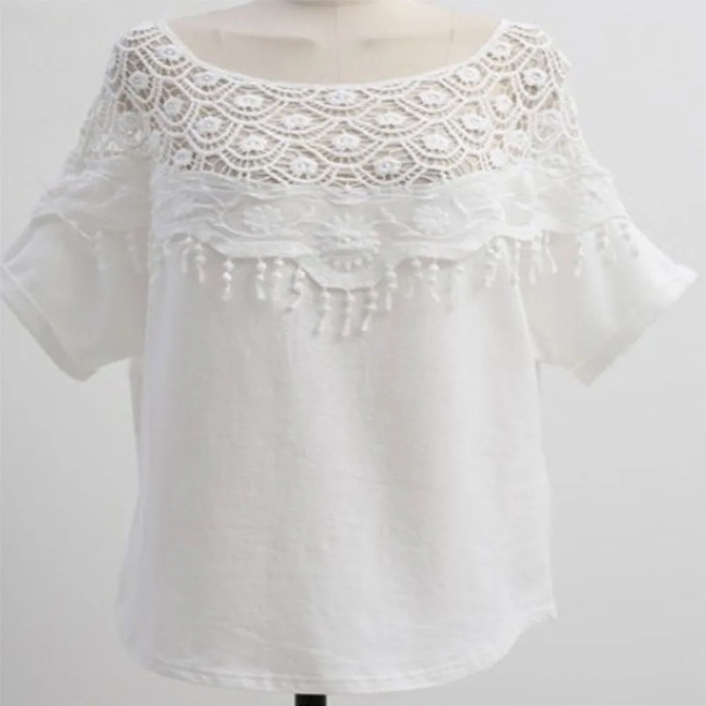 Western Style Fashion Loose Casual T-shirt 2021 Spring Summer Lace Splicing Hollow Out Sexy Perspective Bat Sleeve Round Neck
Western Style Fashion Loose Casual T-shirt 2021 Spring Summer Lace Splicing Hollow Out Sexy Perspective Bat Sleeve Round Neck