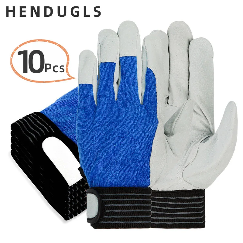 

HENDUGLS 10pcs Hot Sale Wear resistant Work Gloves Ultrathin Microfiber Leather Safety glove Wholesale Free Shipping 508LS