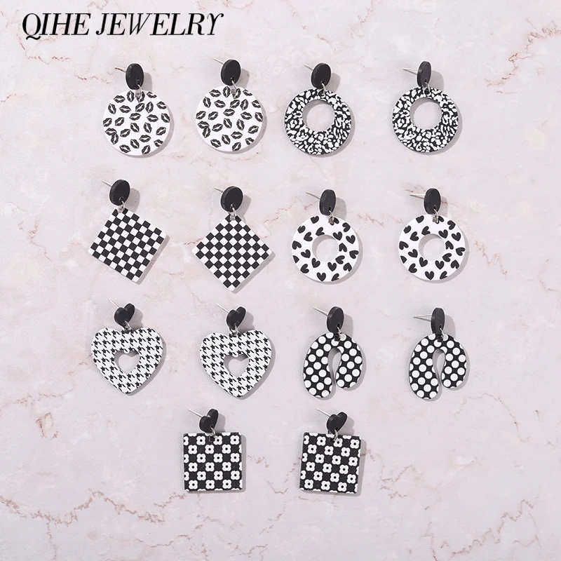 Round Geometry Black White Square Rhombus Drop Earrings Heart-shaped Trend Dangler Fashion Women Punk Party Jewelry Girl Gift
Round Geometry Black White Square Rhombus Drop Earrings Heart-shaped Trend Dangler Fashion Women Punk Party Jewelry Girl Gift