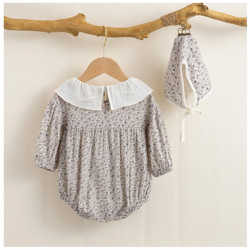 2021 New Baby Romper Girl Peter Pan collar Long Sleeve Romper + Floral hat 2pcs set Newborn Baby Clothes 0-2Y E100111
2021 New Baby Romper Girl Peter Pan collar Long Sleeve Romper + Floral hat 2pcs set Newborn Baby Clothes 0-2Y E100111