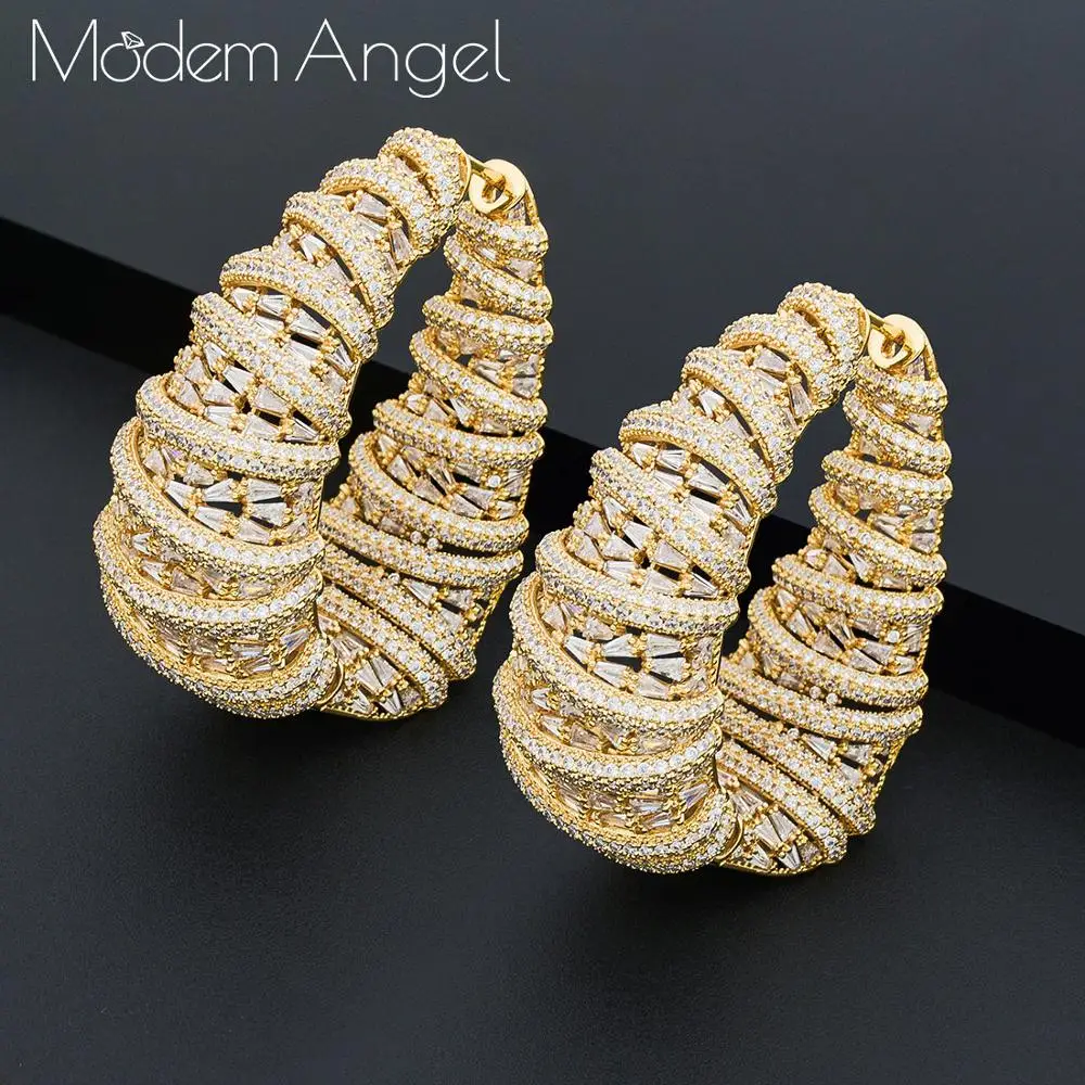 ModemAngel модные большие серьги кольца с фианитами подвески круглые Дубая эффектные