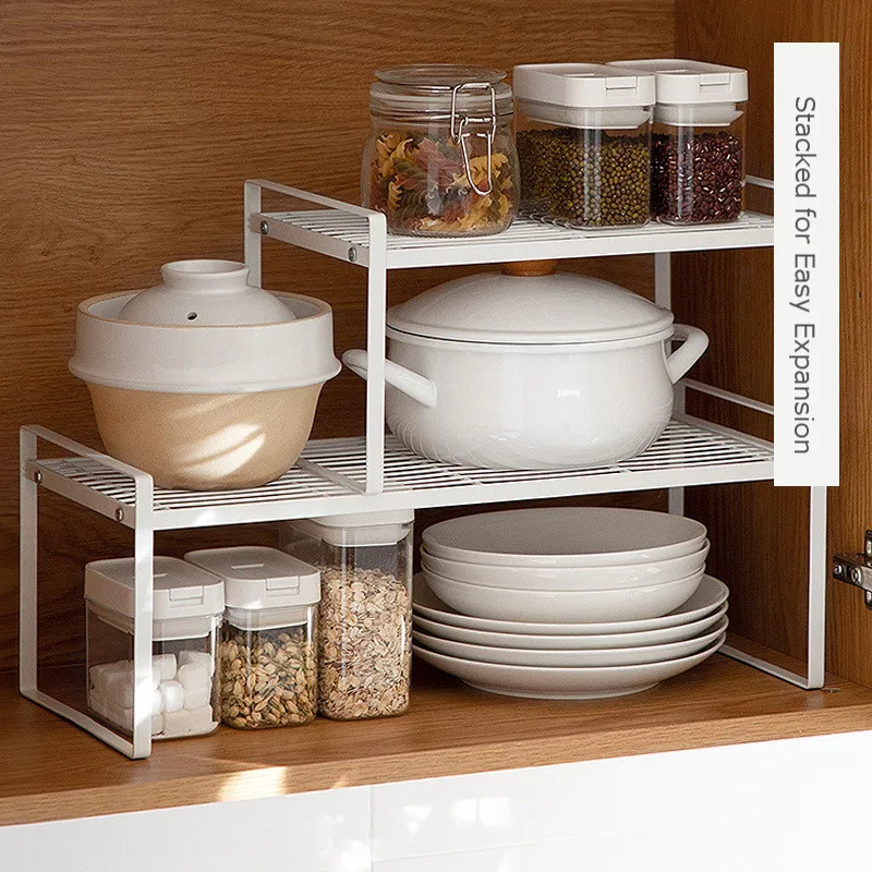 

Iron Kitchen Storage Racks Shelf Home Closet Organizer Cabinet Holder Space Saving Seasoning Spice Jar Shelf Dish Rack Accessory