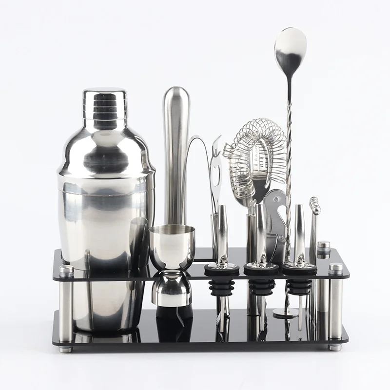 18 Pieces/set 750ml Stainless Steel Cocktail Shaker Blender Beverage Bartender Browser Kit Bar Tool With Wine Rack Stand
18 Pieces/set 750ml Stainless Steel Cocktail Shaker Blender Beverage Bartender Browser Kit Bar Tool With Wine Rack Stand