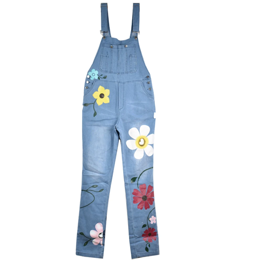 Rompers Denim Overalls Printed Slim Suede Trousers Floral Printed Denim Pant Cotton Polyester With Floral Printed And Pockets
Rompers Denim Overalls Printed Slim Suede Trousers Floral Printed Denim Pant Cotton Polyester With Floral Printed And Pockets