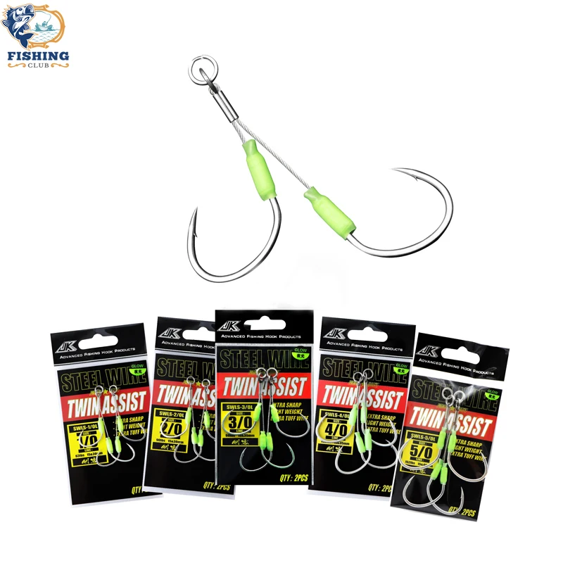 Odj 3PACK Wear Resistant Jigging Hook Steel Wire Jig Twin Assist Hooks Glow Saltwater Fishhook Sea Hooks Boat Fishing Tackle
Odj 3PACK Wear Resistant Jigging Hook Steel Wire Jig Twin Assist Hooks Glow Saltwater Fishhook Sea Hooks Boat Fishing Tackle