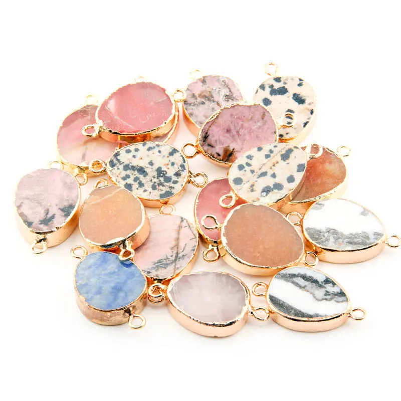 Rose quartzs drop-shaped gold-plated semi-precious stone connector for jewelry making temperament accessories size 35x20x7mm
Rose quartzs drop-shaped gold-plated semi-precious stone connector for jewelry making temperament accessories size 35x20x7mm