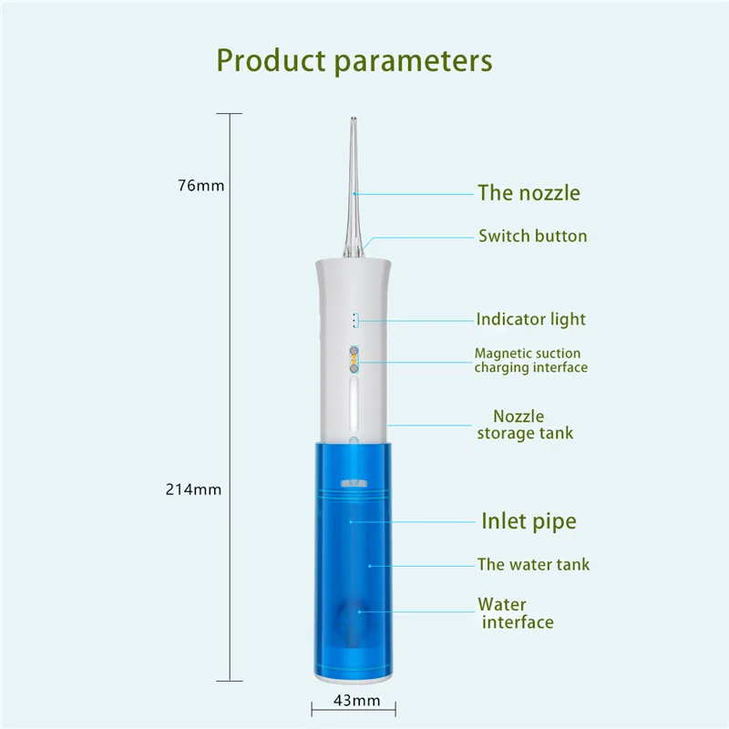 Rechargeable Oral Irrigator Water Flosser Portable Dental Water Jet 175ML Irrigator Dental Teeth Cleane Water Jet Floss Toot
Rechargeable Oral Irrigator Water Flosser Portable Dental Water Jet 175ML Irrigator Dental Teeth Cleane Water Jet Floss Toot