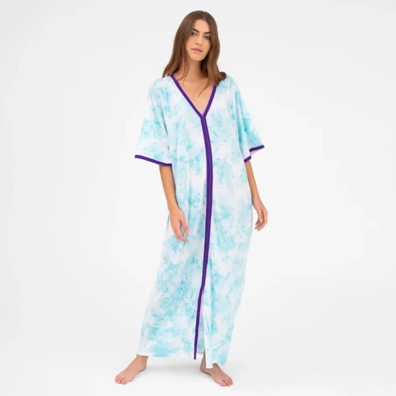 Hot Sale New Style Female V-neck Tie-dye Printing Robe In The Middle East Seaside Holiday Dress Abaya Temperament Robe
Hot Sale New Style Female V-neck Tie-dye Printing Robe In The Middle East Seaside Holiday Dress Abaya Temperament Robe