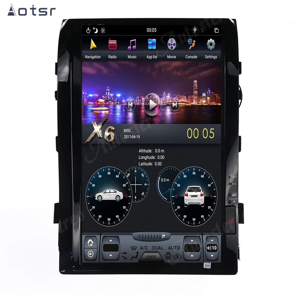 Android 9 128 + 4 Гб 16 дюймов Tesla style Автомобильный GPS навигатор для TOYOTA LAND CRUISER LC200 2008-15