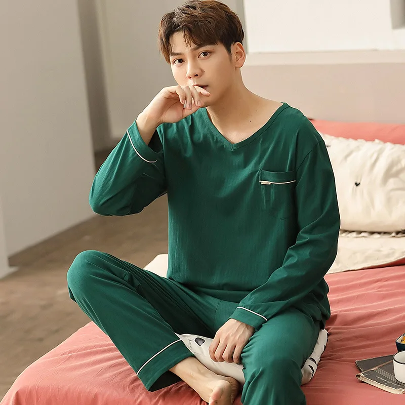 Two Piece Suit Pure Cotton Men's Pajamas Spring And Autumn Long Sleeve Student Youth Thin Korean Home Suit Bielizna Nocna
Two Piece Suit Pure Cotton Men's Pajamas Spring And Autumn Long Sleeve Student Youth Thin Korean Home Suit Bielizna Nocna
