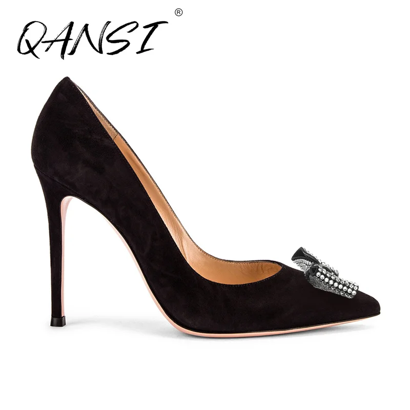 Handmade Customize Point Toe Rhinestone Bowknot Elegant Black Woman High Heels Suede Stiletto Office Women's Heels Woman 2021
Handmade Customize Point Toe Rhinestone Bowknot Elegant Black Woman High Heels Suede Stiletto Office Women's Heels Woman 2021