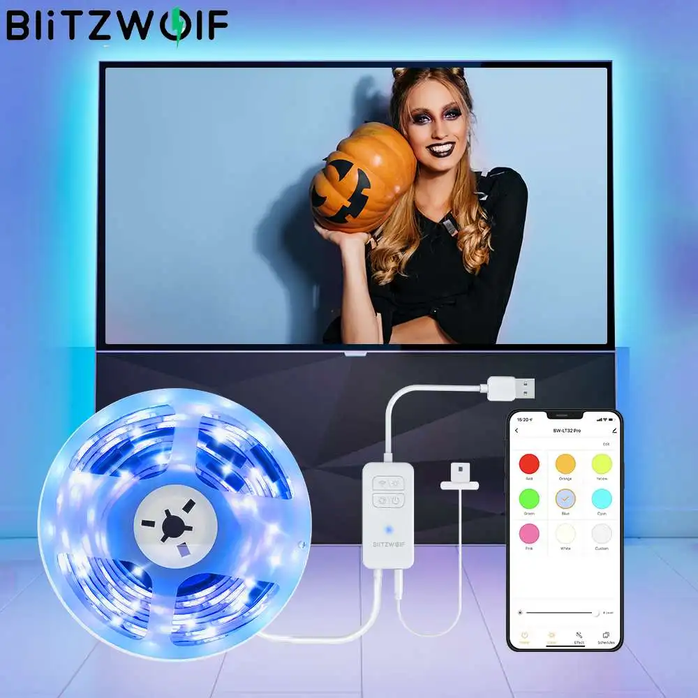 BlitzWolf BW-LT32 Pro 2m 5V/1A RGB decor strip light Smart Wifi Led Lamp Sync with TV backlight work with alexa google assistant
BlitzWolf BW-LT32 Pro 2m 5V/1A RGB decor strip light Smart Wifi Led Lamp Sync with TV backlight work with alexa google assistant