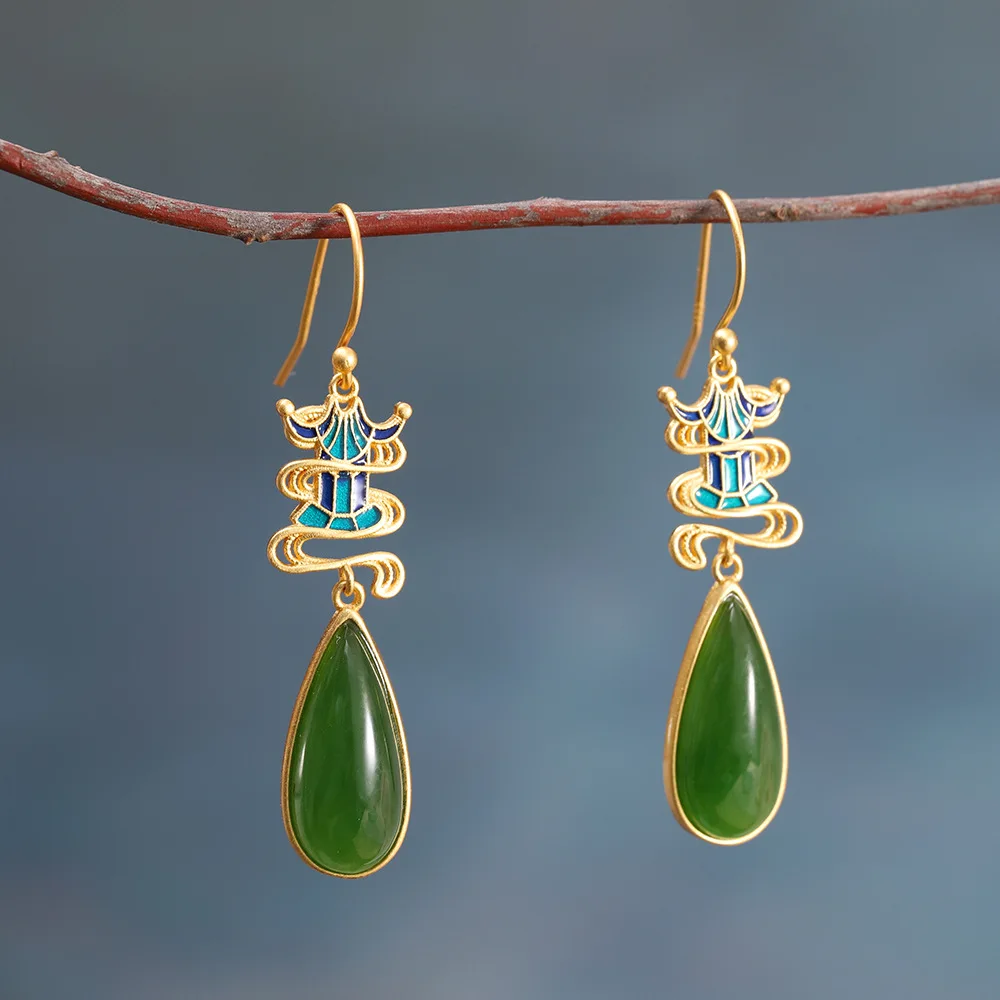 MetJakt S925 Sterling Silver Burning Blue Nantianmen Water Drop-Shaped Hetian Jasper Chinese-Style Women's Ear Pendant
MetJakt S925 Sterling Silver Burning Blue Nantianmen Water Drop-Shaped Hetian Jasper Chinese-Style Women's Ear Pendant